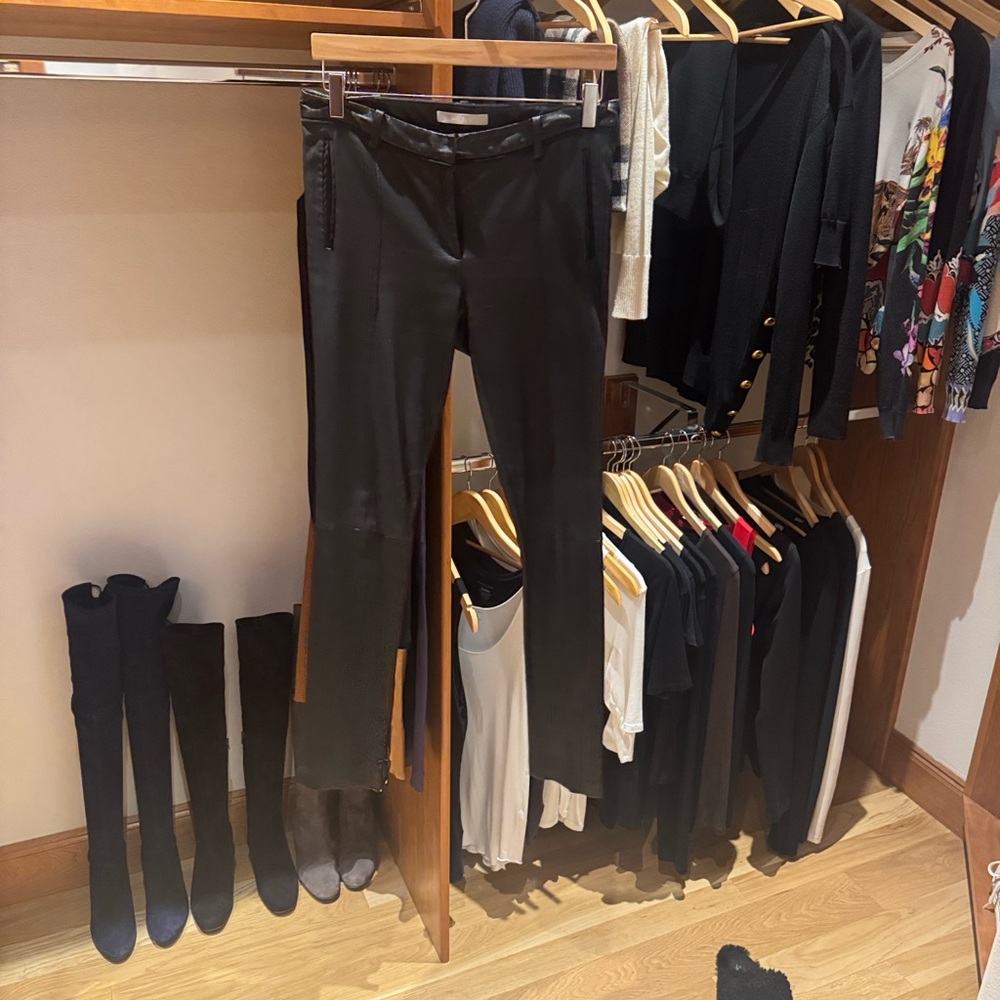 Elegant Leather Black Women's Pants